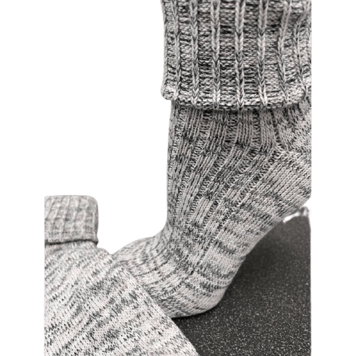 Marled twisted cotton turn cuff socks