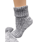 Marled twisted cotton turn cuff socks