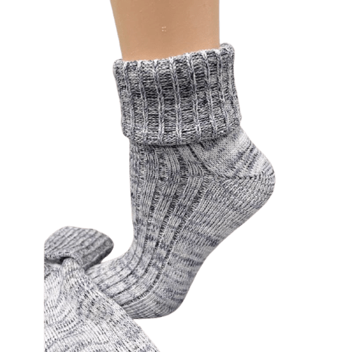 Marled twisted cotton turn cuff socks
