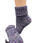 Marled twisted cotton turn cuff socks