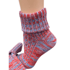 Marled twisted cotton turn cuff socks