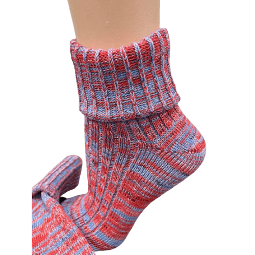 Marled twisted cotton turn cuff socks