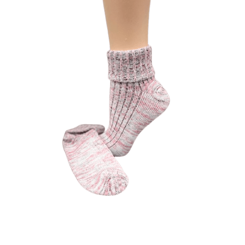 Marled twisted cotton turn cuff socks