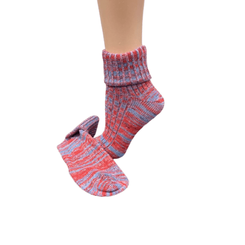 Marled twisted cotton turn cuff socks