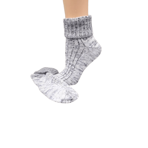 Marled twisted cotton turn cuff socks