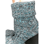 Marled twisted cotton turn cuff socks