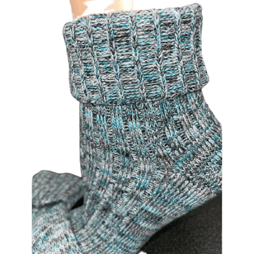Marled twisted cotton turn cuff socks