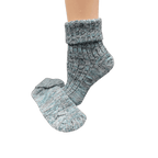 Marled twisted cotton turn cuff socks