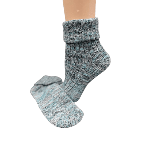 Marled twisted cotton turn cuff socks