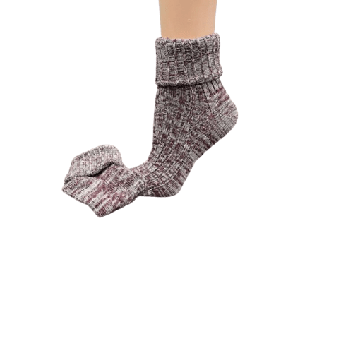 Marled twisted cotton turn cuff socks