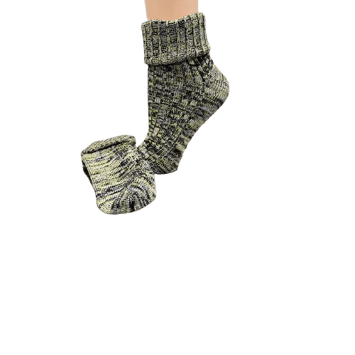 Marled twisted cotton turn cuff socks