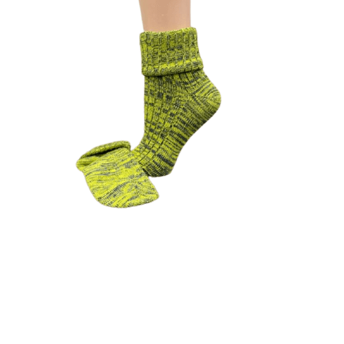 Marled twisted cotton turn cuff socks