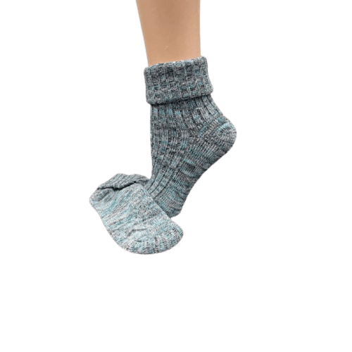 Marled twisted cotton turn cuff socks