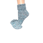 Marled twisted cotton turn cuff socks