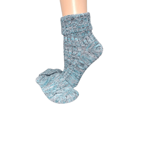 Marled twisted cotton turn cuff socks
