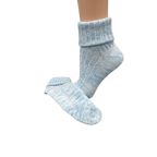 Marled twisted cotton turn cuff socks