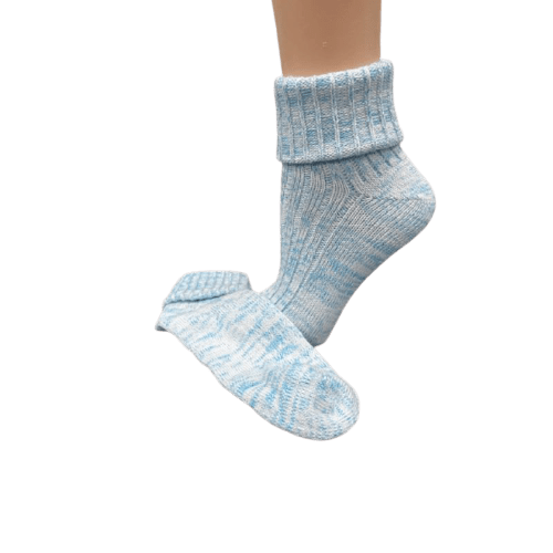 Marled twisted cotton turn cuff socks