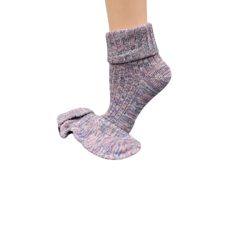 Marled twisted cotton turn cuff socks