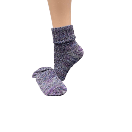 Marled twisted cotton turn cuff socks