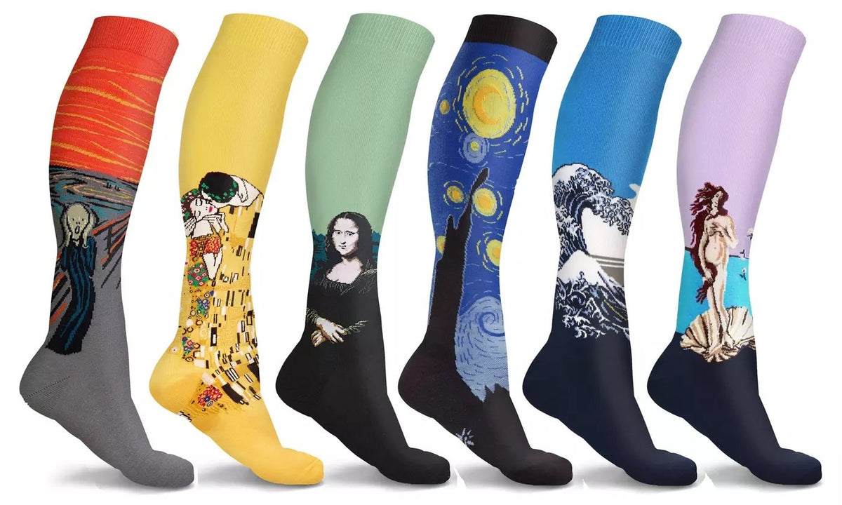 Famous Art Paintings Compression Socks (3- or 6-Pairs)