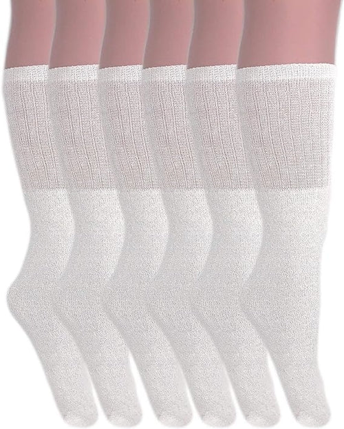 6 Pairs Men's and Women's Cotton Knee High Tube Socks Size 9-15 for