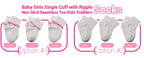Girls Non-Skid Seamless Toe Socks - 3-Pair Pack Cotton Ruffle Edge