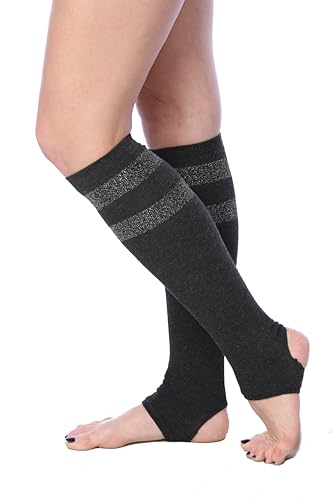Tipi Toe Women’s Stirrup Socks – Knee High, Charcoal Color Pattern,