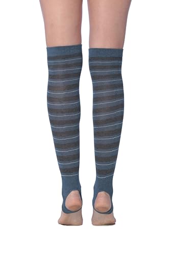 Tipi Toe Women’s Stirrup Socks – Over the Knee - Denim  Striped Color