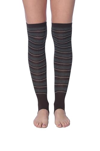 Tipi Toe Women’s Stirrup Socks – Over the Knee - Brown Striped Color
