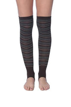 Tipi Toe Women’s Stirrup Socks – Over the Knee - Brown Striped Color