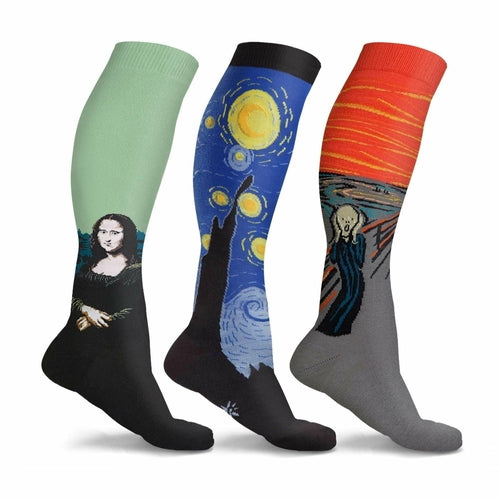 3 Pairs of DCF Famous Art Paintings Unisex Compression Socks