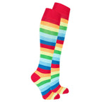 Women's Red Rainbow Stripe Knee High Socks