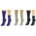 Solid Color Ribbed Crew Turn cuff Soft Acrylic Socks 3 Pair Pack Socks
