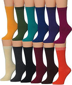 Women's 12-Pairs Tangerine Navy Lightweight Fun Dark Colored Crew