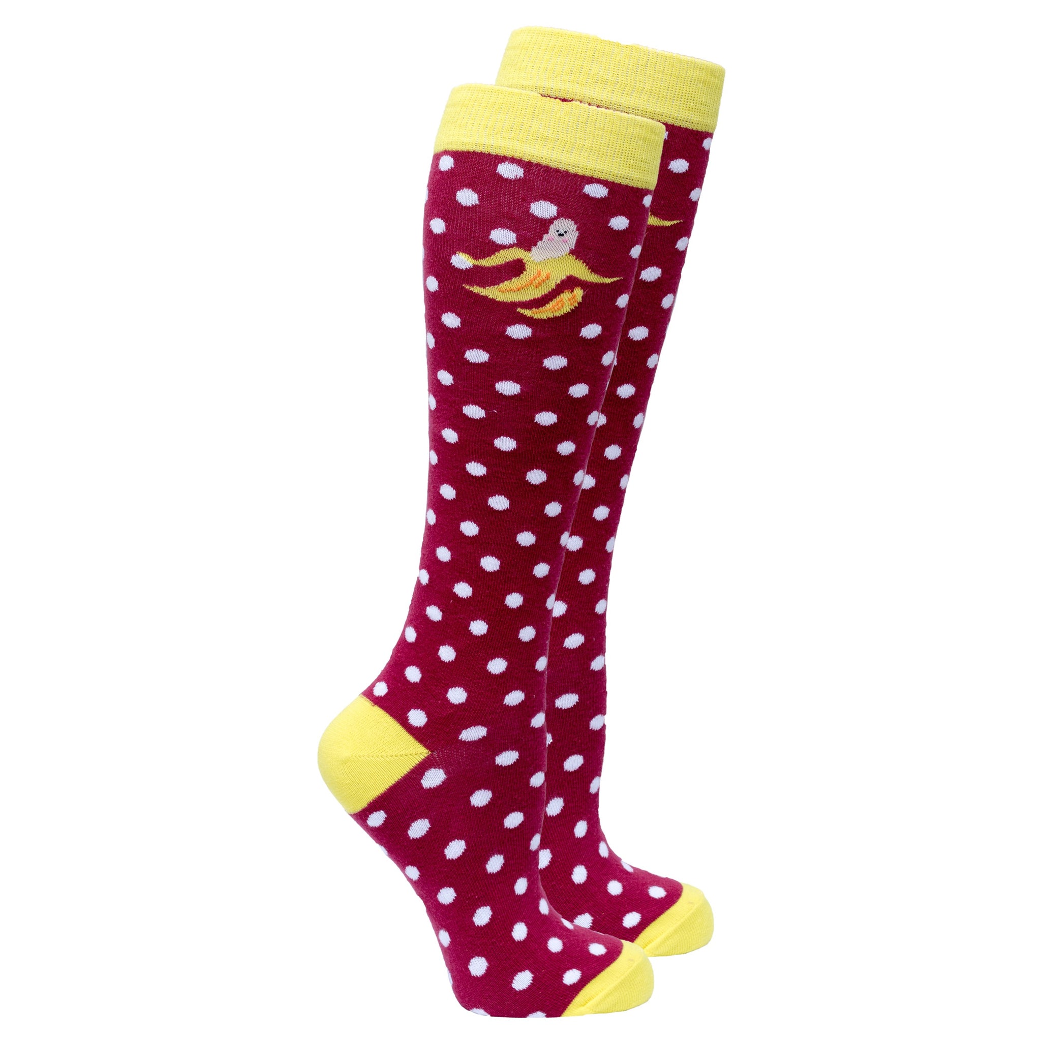 Women's Banana Dot Knee High Socks