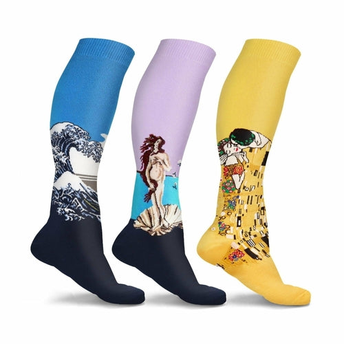 3 Pairs of DCF Famous Art Paintings Unisex Compression Socks