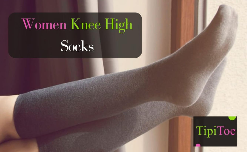 Tipi Toe Women's 6 Pairs Solid Black Color Patterned Knee High Socks