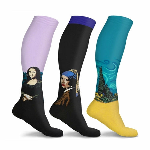 3 Pairs of DCF Famous Art Paintings Unisex Compression Socks