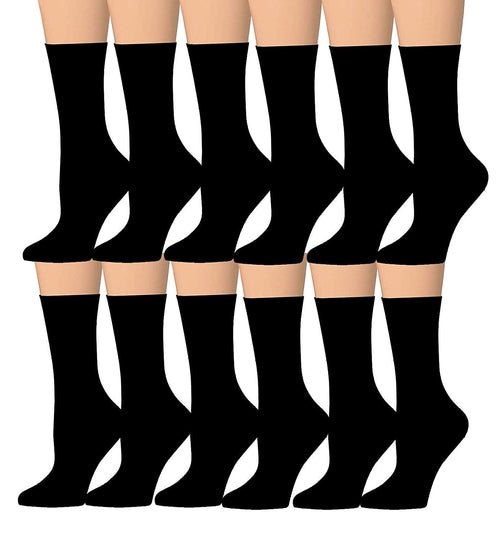 Women's 12-Pairs Lightweight Value Pack Black Crew Womens Dress Socks