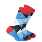 Kids Cerulean Red Argyle Socks