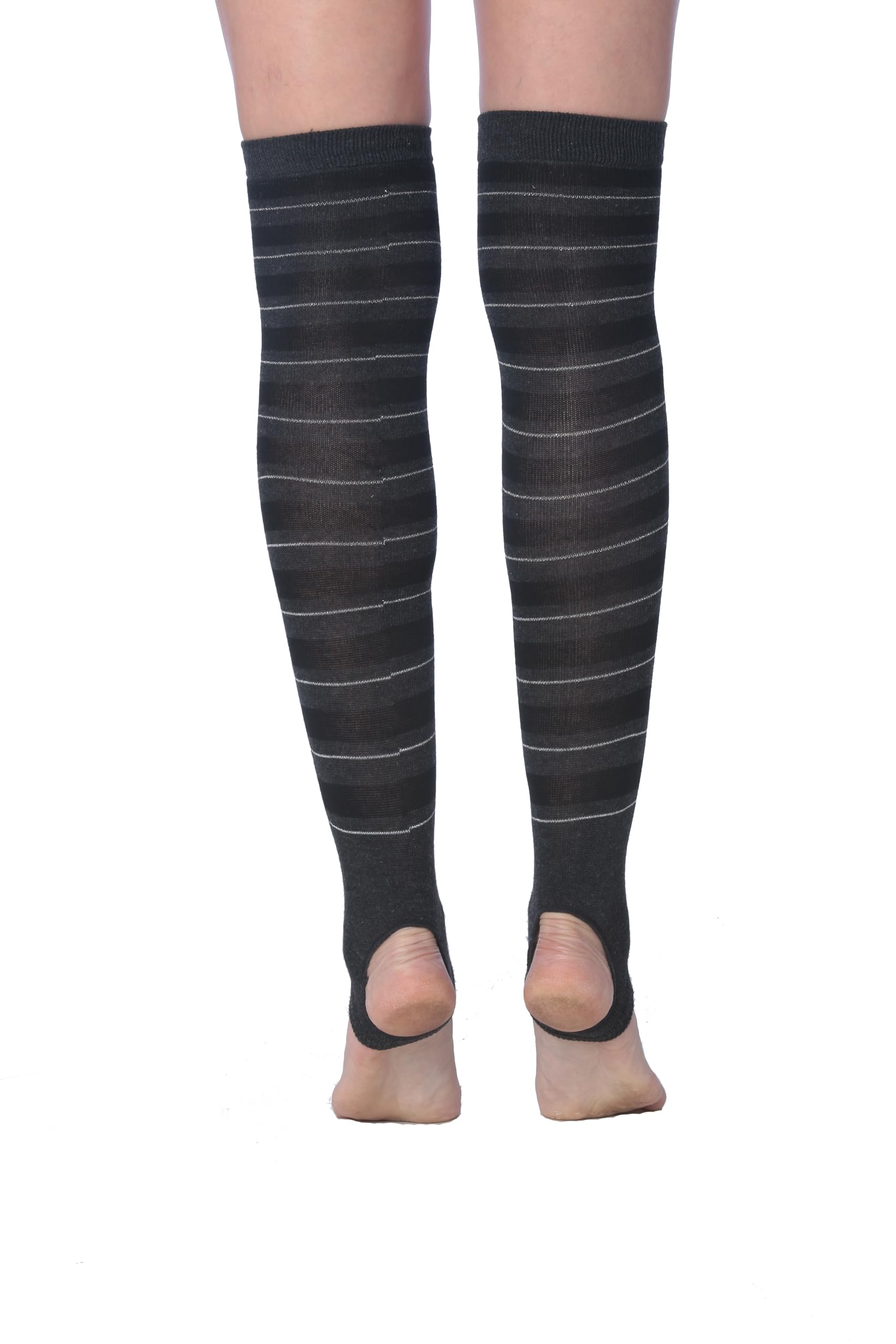 Tipi Toe Women Stirrup Striped Socks - Lightweight Girl's Toeless