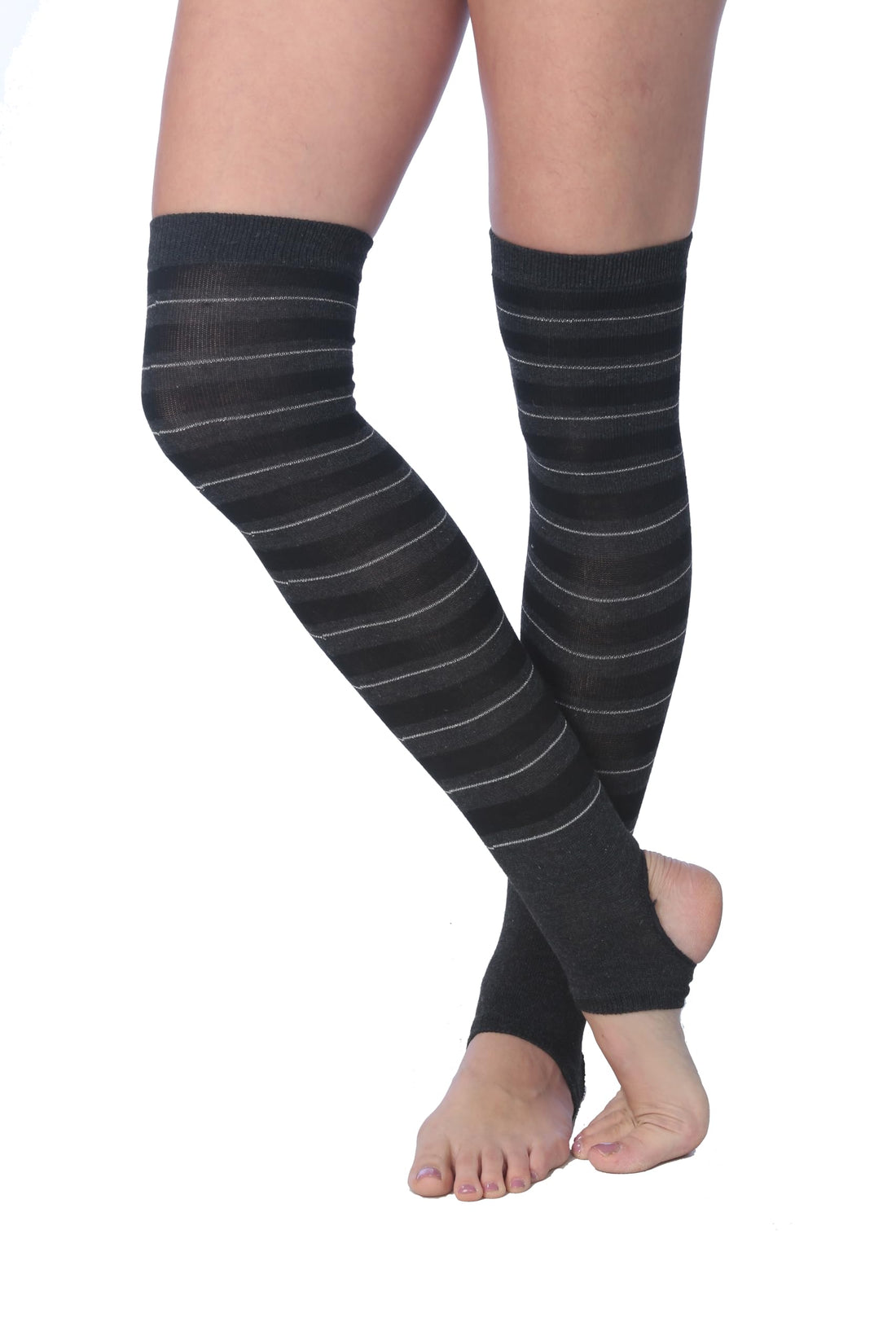 Tipi Toe Women Stirrup Striped Socks - Lightweight Girl's Toeless