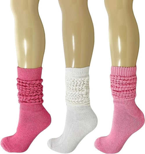 Women's Extra Heavy Cotton Slouch Socks, 3 Pairs, Size 5-10, Colorful