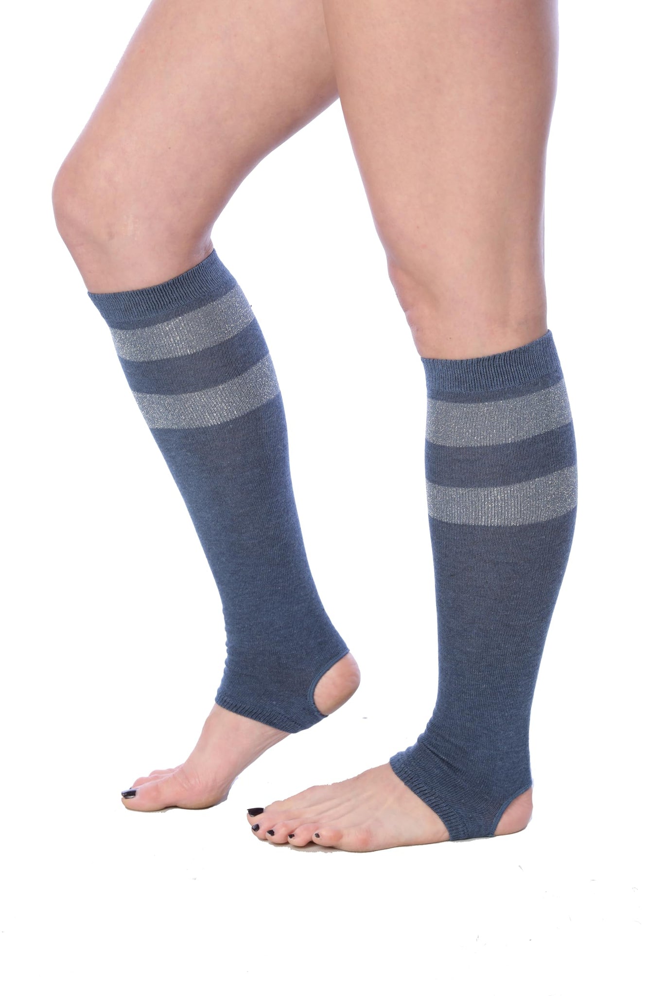 Tipi Toe Women’s Stirrup Socks – Knee High, Denim Color Pattern,