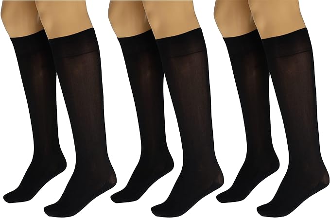 3 Pairs Women's Massage Nylon Sheer Knee High Stockings with
