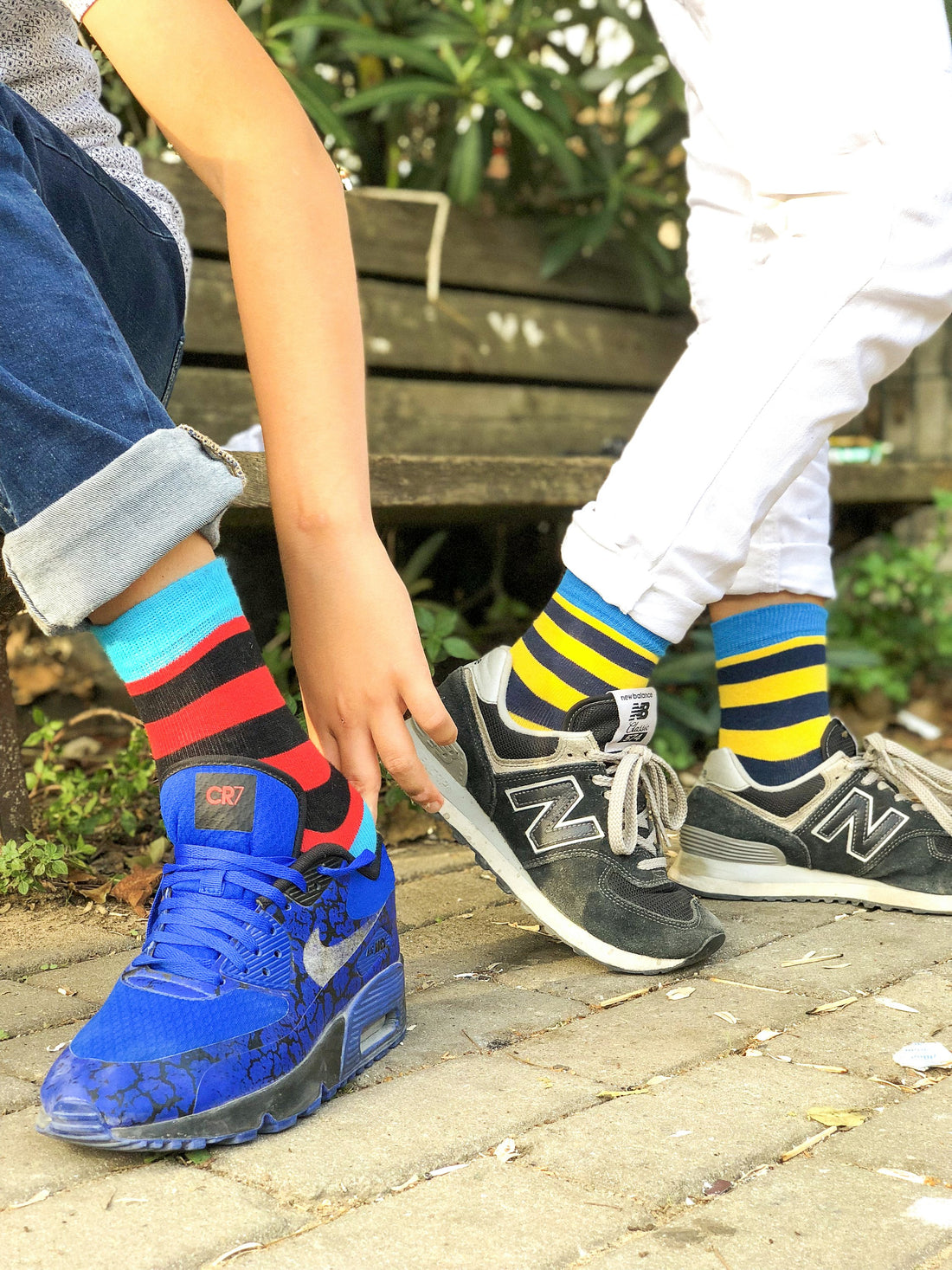 Kids Blue Canary Stripe Socks