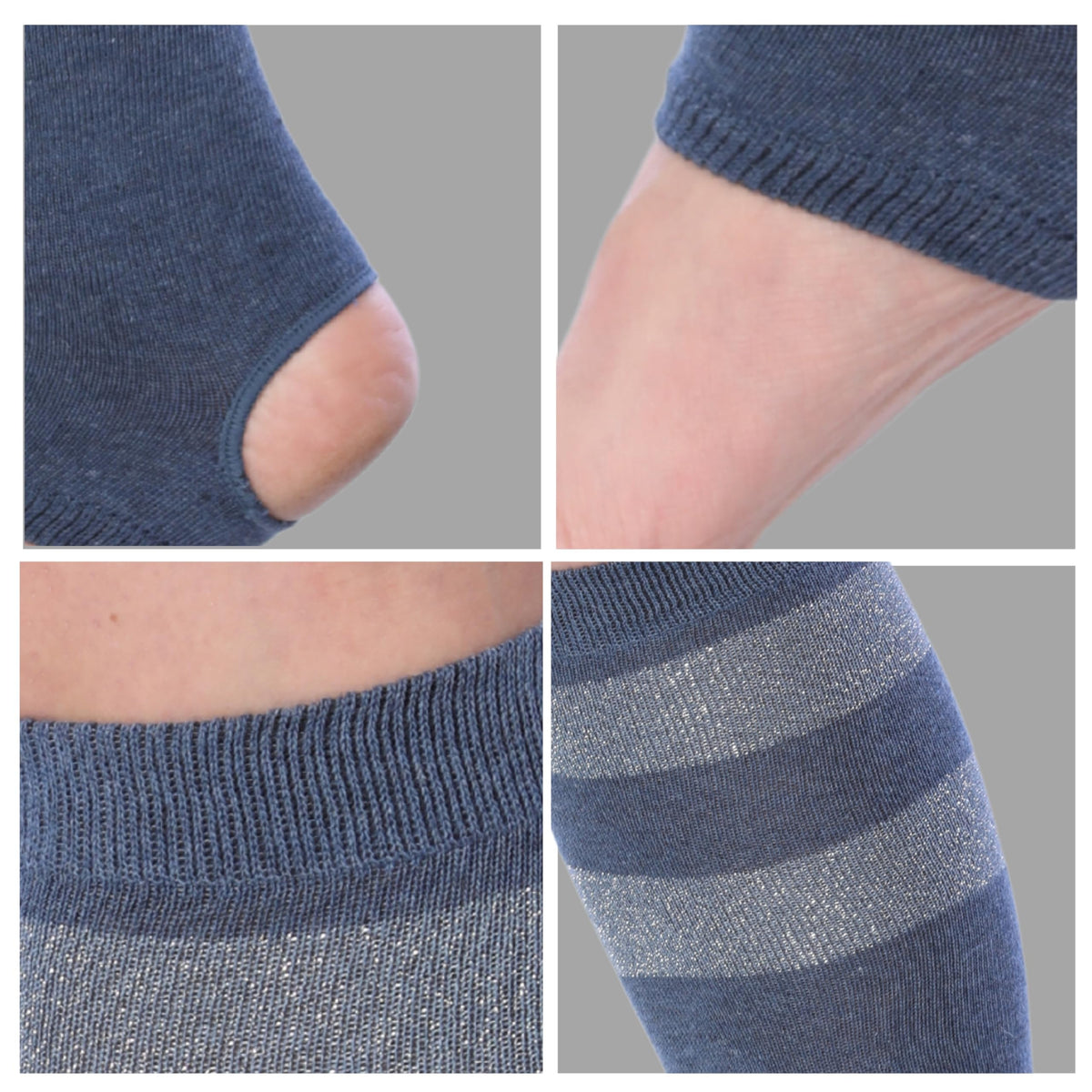 Tipi Toe Women’s Stirrup Socks – Knee High, Denim Color Pattern,