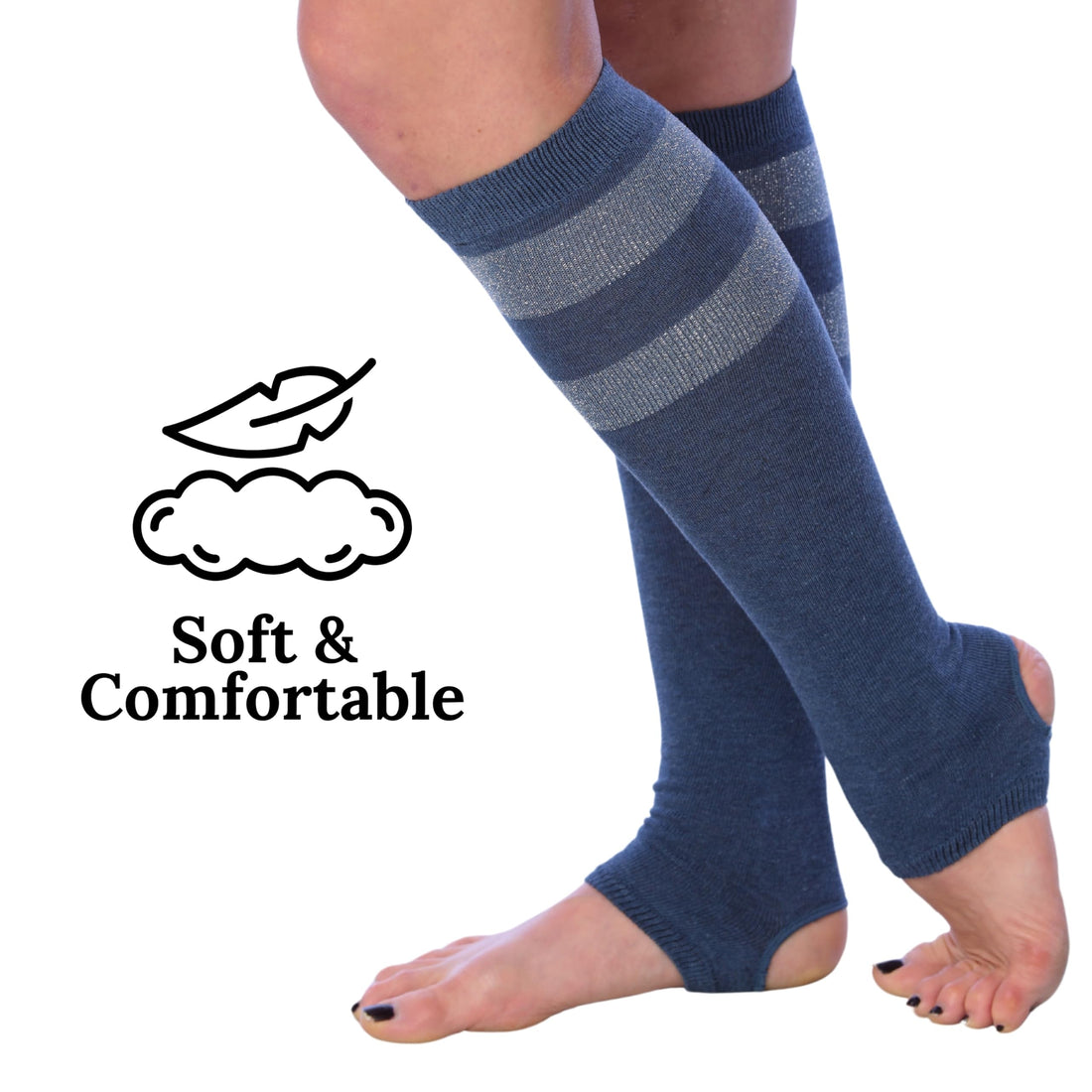 Tipi Toe Women’s Stirrup Socks – Over the Knee - Black Color Pattern,