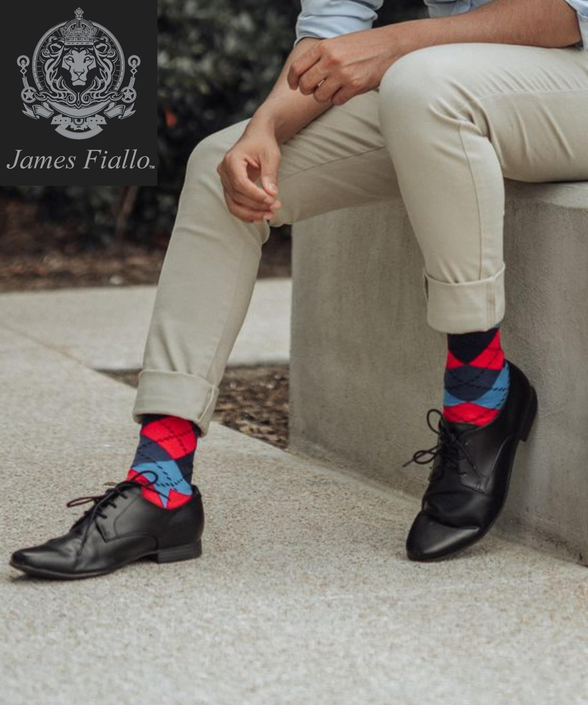 JAMES FIALLO Mens 6-Pairs Fashion Novelty Eclectic Fusion Colorful