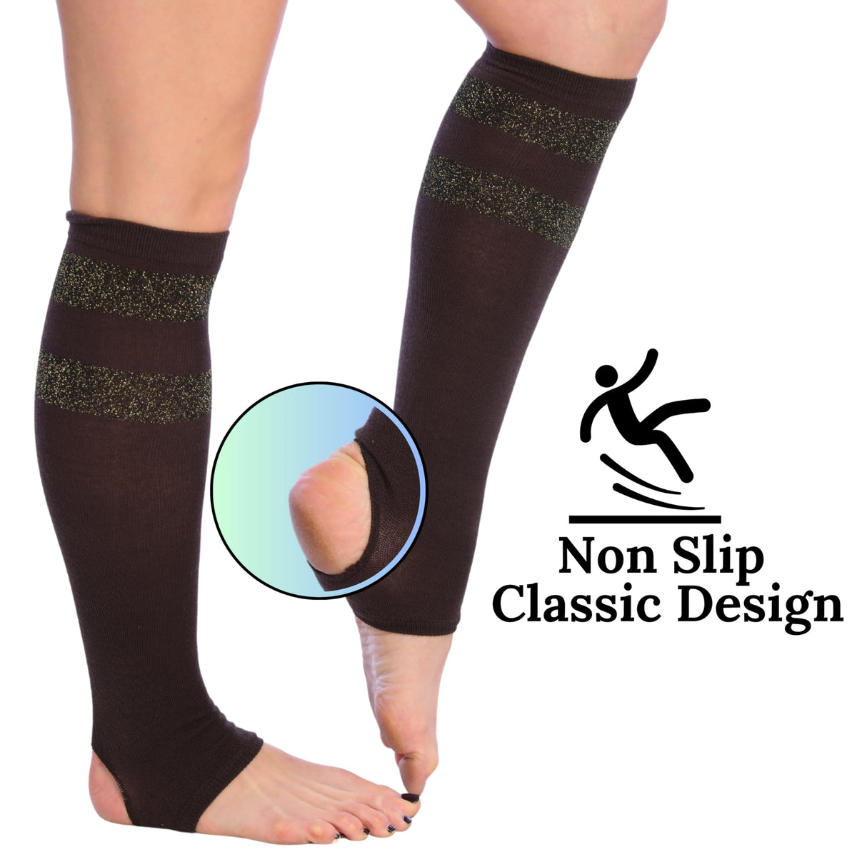 Tipi Toe Women’s Stirrup Socks – Over the Knee - Black Color Pattern,